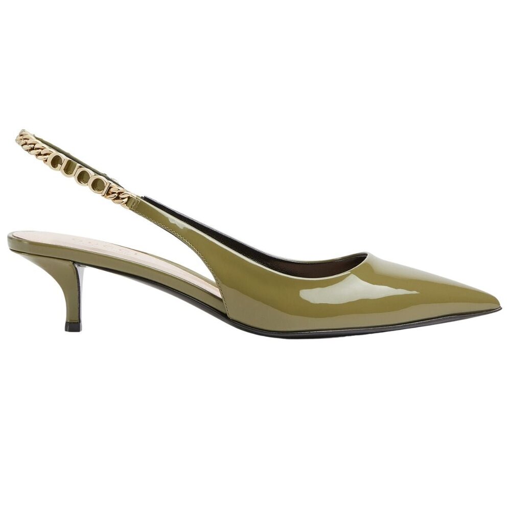 Gucci - Signoria Patent Leather Slingback Pumps - IT 38.5